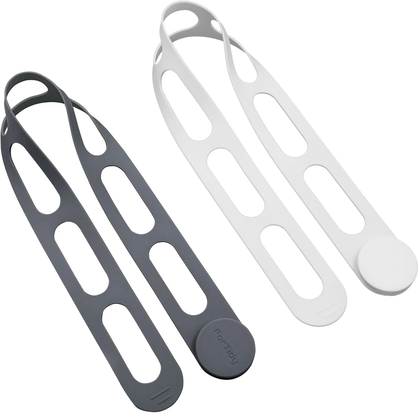 Silicone Utility Strap for Slow Cooker Lid, Pot, Bento Box, 21.65 In Reusable Elastic Self-Lock Silicone Tie for Bundling or Organizing Curtain, Cords, Yoga Mat, Camping Mat, 2pcs (Gray&White)