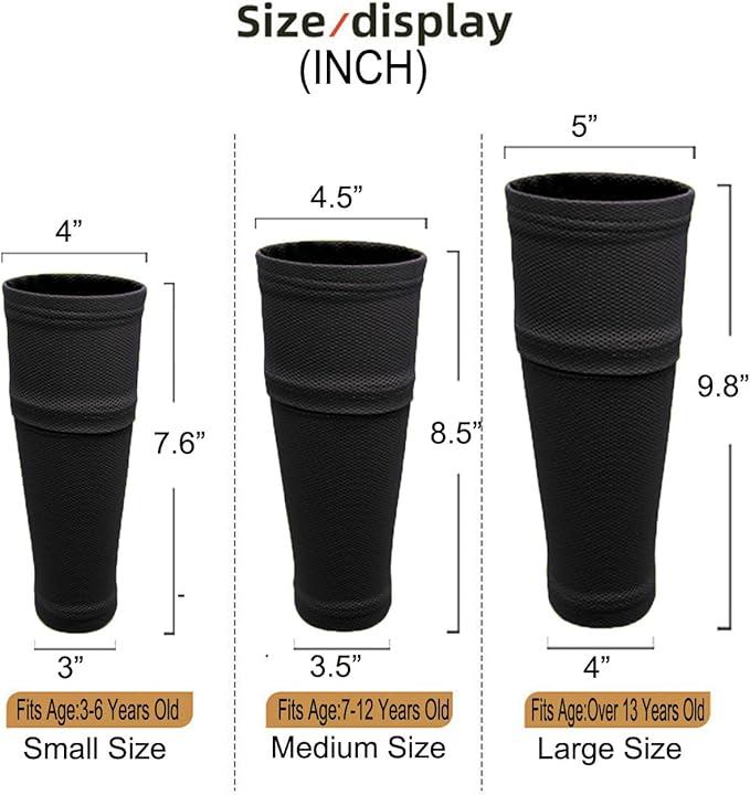 Soccer Shin Guards for Kid Youth Teen Adult - Shin Guards Sleeves with Inserted Pocket Cushion Protection Reduce Shocks and Injuries for TeamSports