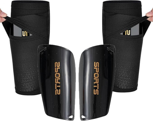 Soccer Shin Guards for Kid Youth Teen Adult - Shin Guards Sleeves with Inserted Pocket Cushion Protection Reduce Shocks and Injuries for TeamSports