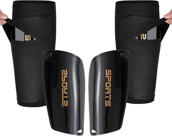 Soccer Shin Guards for Kid Youth Teen Adult - Shin Guards Sleeves with Inserted Pocket Cushion Protection Reduce Shocks and Injuries for TeamSports