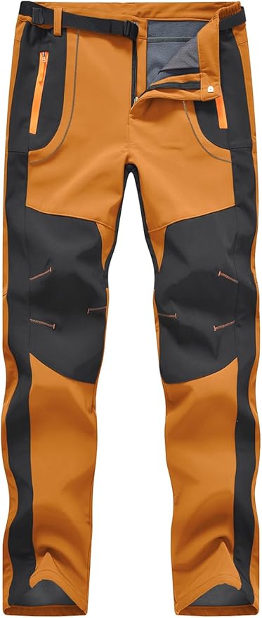 Rdruko Men's Snow Ski Pants Waterproof Insulated Winter Outdoor Snowboard Hiking Fleece Pants with Belt