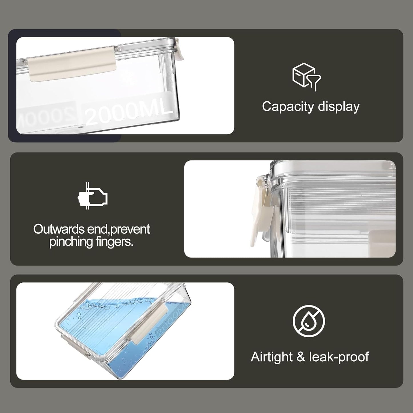 Eclirgan Food Storage Containers,Plastic Food Containers with Lock/Lids,Nesting Freezer Storage Set with Airtight/BPA Free for Pantry/Kitchen/Meal-prep(2/4/8.4 Cup)