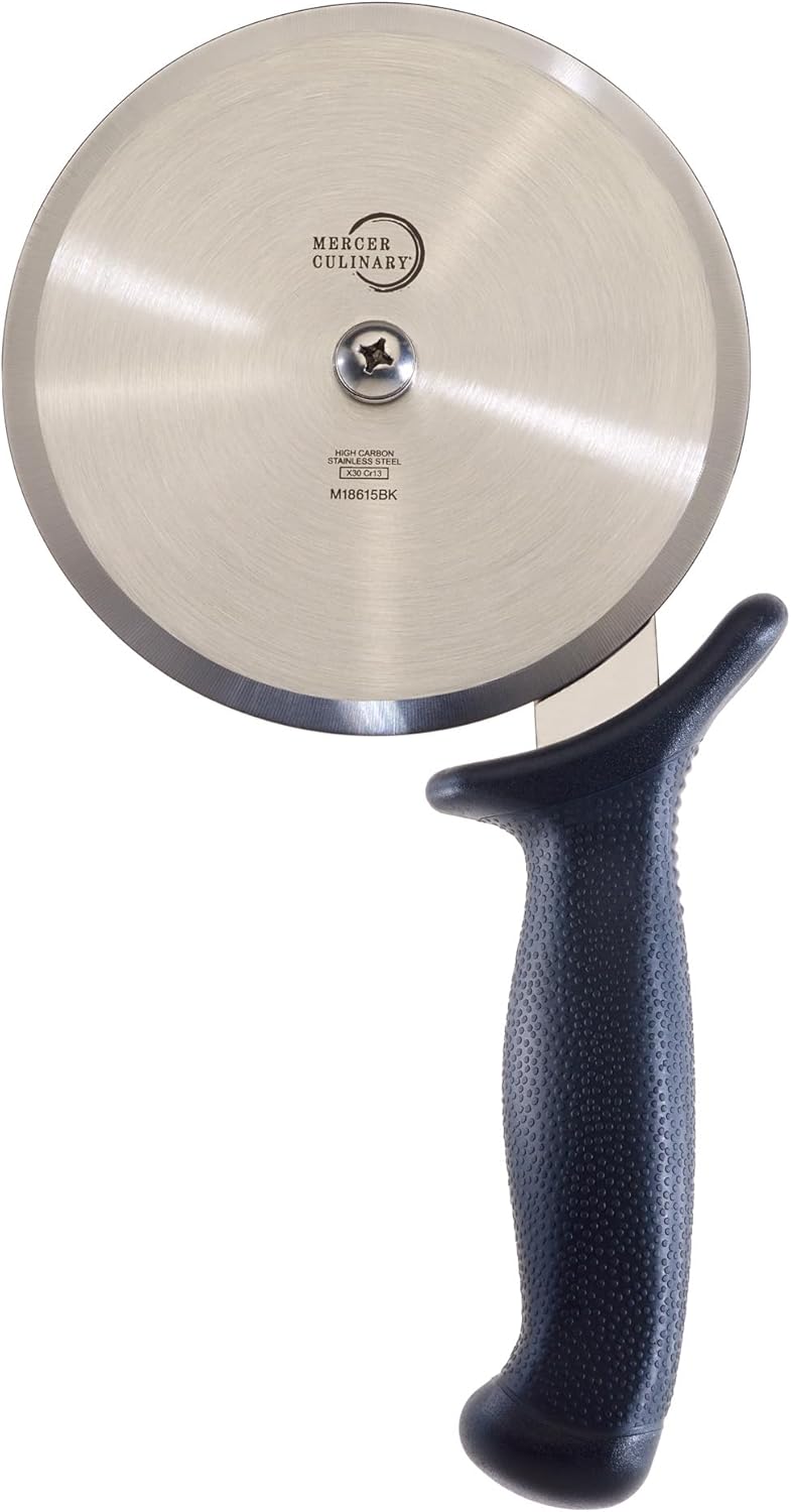 Mercer Culinary Millennia Pizza Cutter with Black Handle, 5 Inch Wheel, Stainless Steel
