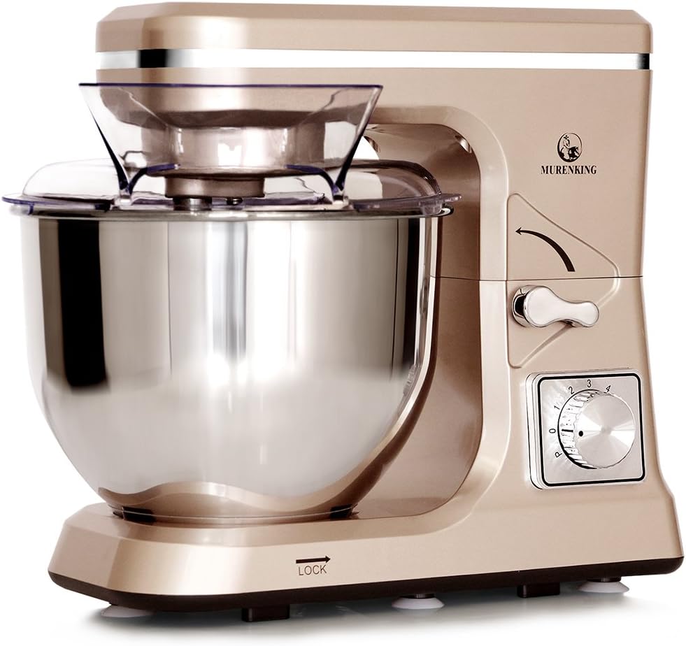 Stand Mixer,5.3-Qt & 500W & 6+P Speed MK36 Tilt-Head Kitchen Electric Food Mixers Home Baking Dough Machine with Accessories (Champagne)