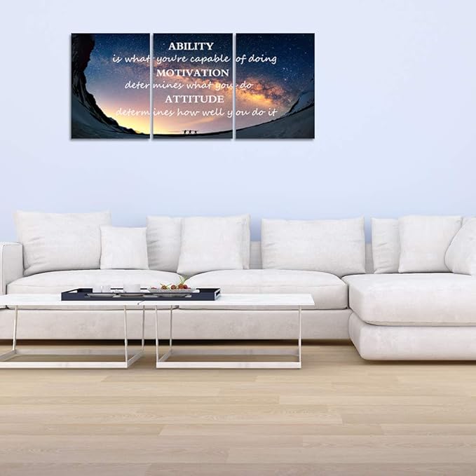 3 Panels Successful Inspirational Posters Quotes Wall Art Ability Modern Motivational Painting Picture Prints on Canvas Artwork Motto for Office Bedroom Decor Living Room Home Decor (72”Wx36”H)