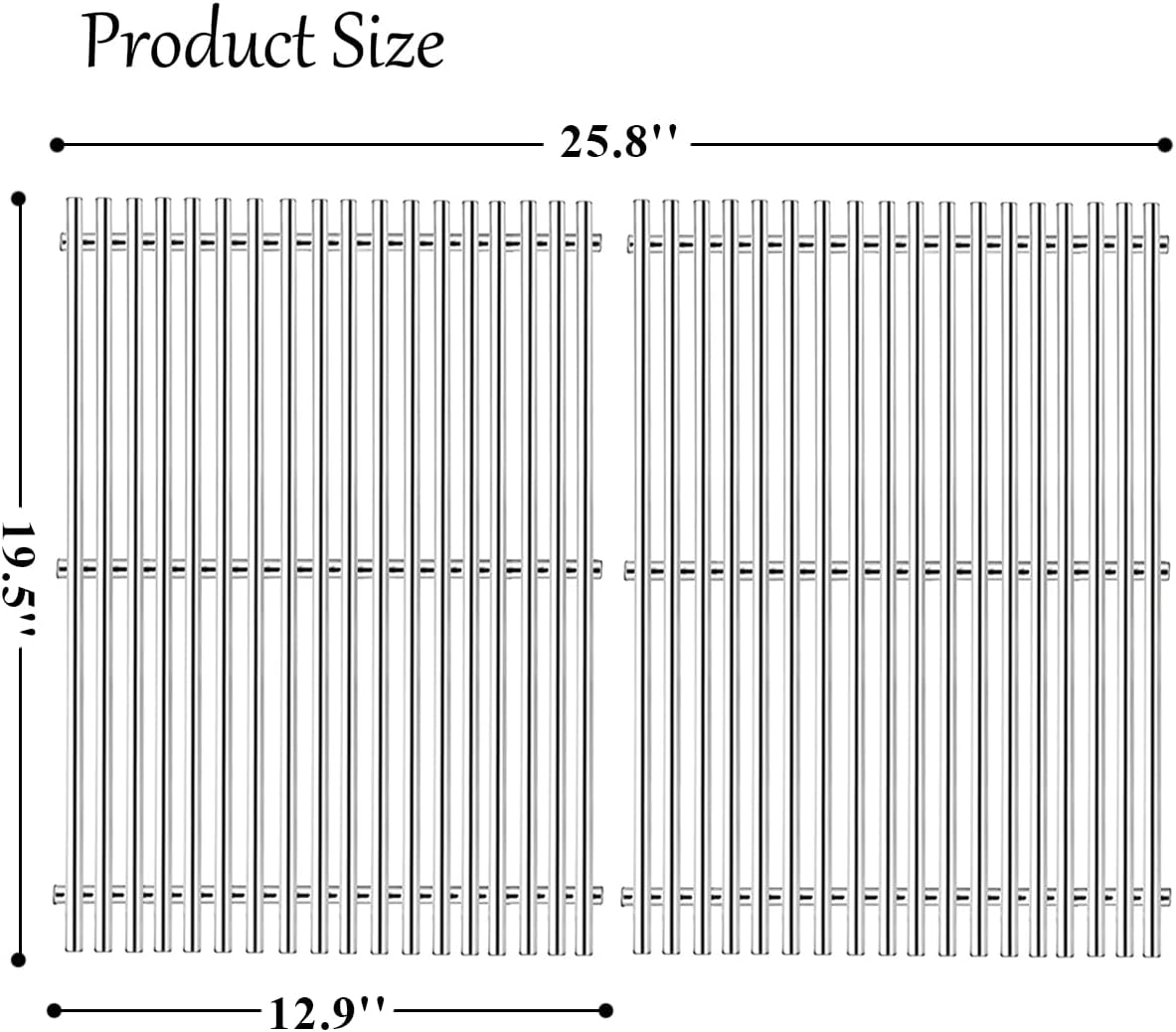 Orgneas 19.5" Cooking Grates for Weber Genesis 300 Series, Genesis E310 E320 E330 S310 S320 S330 EP310 EP320 EP330 Gas Grill, 304 Stainless Steel Replacement Parts for Weber 7528 7524