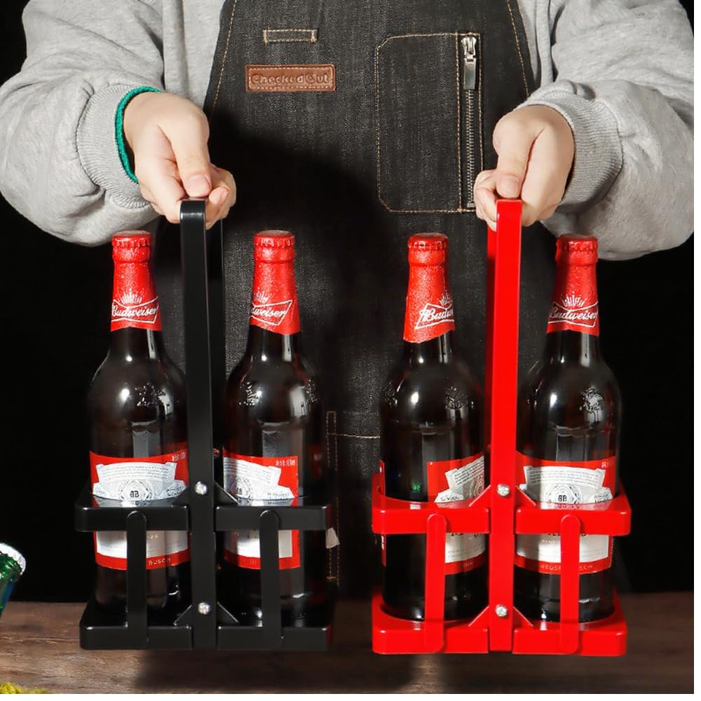 Bodaon 2 Cup Drink Carrier with Handle, Plastic Cup Carriers for Drinks, Drink Holder for Car, GrubHub/Eats Doordash Accessories, Portable Foldable Reusable Mobile, Use for Food Delivery Bag, Black