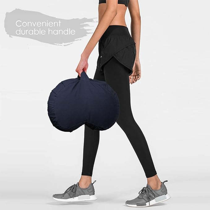 Round Zafu Meditation Cushion, D=15" H=5.5" Zabuton Meditation Pillow, Yoga Bolster/Pillow, Floor seat, Zippered Organic Cotton Cover, Natural Buckwheat, Kneeling Pillow