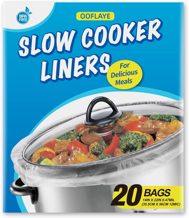 20 Counts Slow Cooker Liners and Cooking Bags, Extra Large Size Fits 6-10QT Pot, 14"x 22", BPA Free, Suitable for Oval & Round Pot -1 Pack