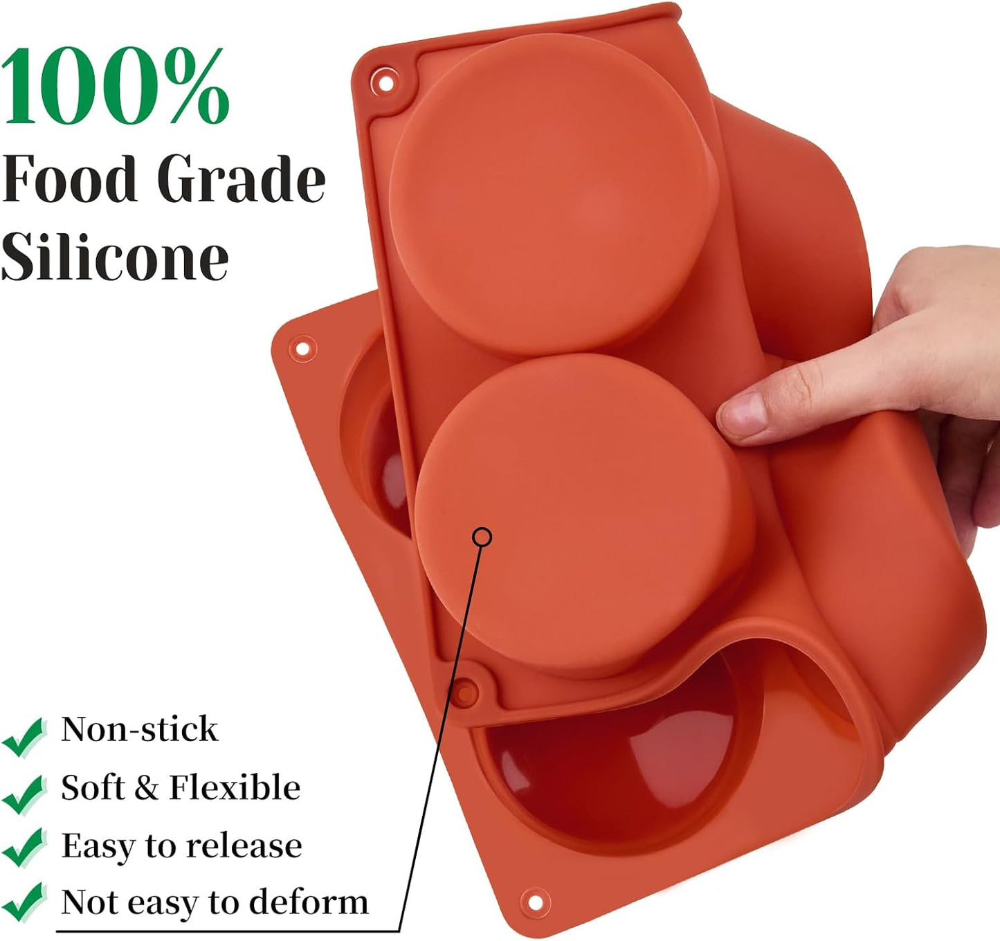 2 Pack Silicone Egg Bite Molds, Deep 3 Inch Frittata Baking Pans, Round Baking Molds for Breakfast Sandwiches, English Muffin, Hamburger Buns, Cheesecake, Dinner Rolls