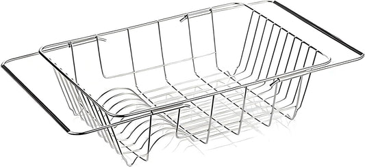 Over The Sink Dish Drainer Drying Rack - Expandable Stainless Steel in Sink Dish Drying Rack, High-Capacity, Rustproof, Easy Install, with Utensil Holder - Dish Racks for Kitchen Counter