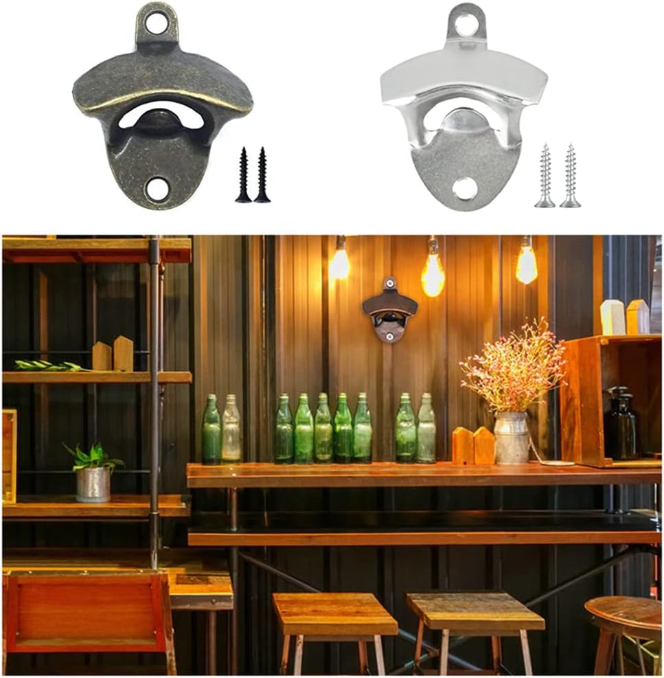 20 Pack Bottle Opener Wall Mounted, Vintage Beer Bottle Opener with Screws for Bars KTV Hotels Homes, (Silver)