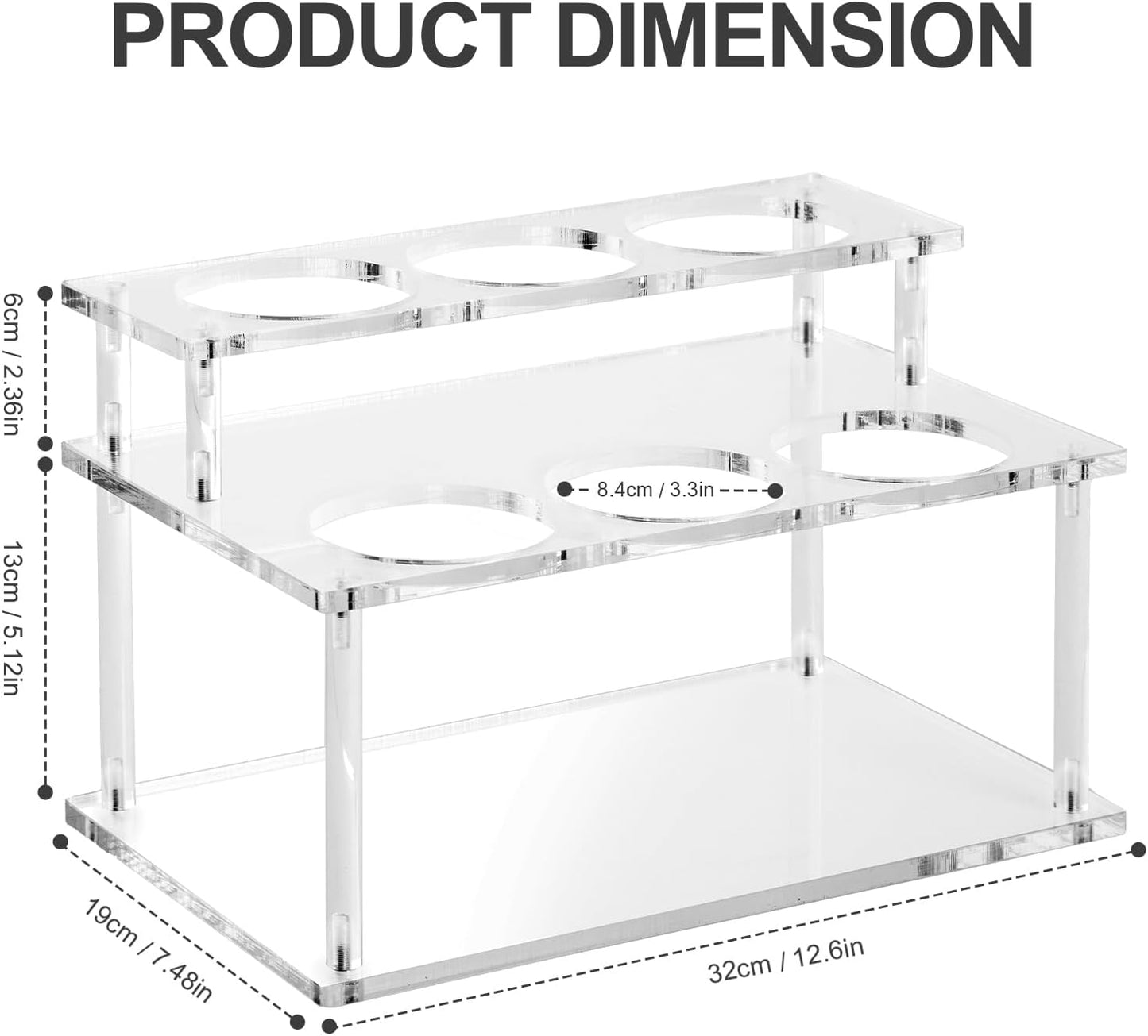 Acrylic Coffee Syrup Organizer, 2 Tier Coffee Syrup Rack (6 Bottle Capacity), Syrup Bottle Holder Stand for Coffee Bar, Kitchen Countertop Syrups, Condiments and Wine (Transparent)