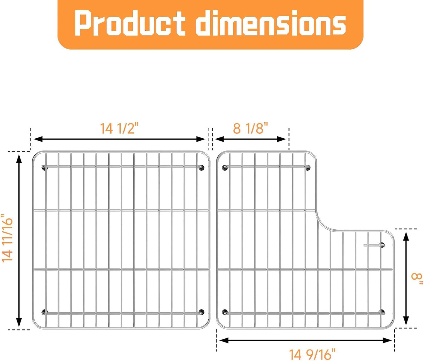 29.12''x14.7'' 6489 Sink Rack K-6639-ST Whitehaven Bottom Basin Racks For Kohler K-6488 Bottom Basin Racks Includes Right&Left with Stainless Steel 6488 Farmhouse Sink Protectors compatible
