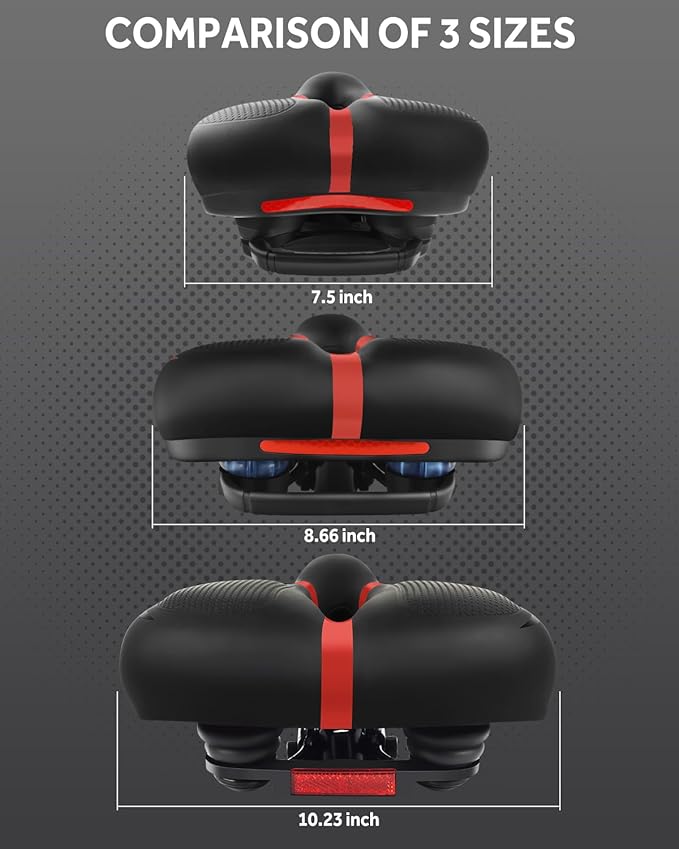 Bicycle Seat Replacement, Bike Seat for Men and Women, Comfort Wide Bike Saddle Memory Foam Padded Soft Bike Seat Cushion Compatible with Peloton, Mountain, City Bikes, Indoor Exercise Bikes