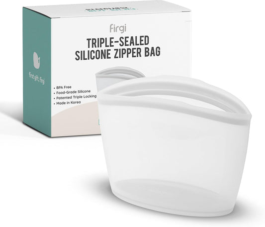 Reusable Silicone Food Storage Bags 3.6Cup (29oz), Airtight food Storage Containers Food Grade Silicone Snack Bags, BPA Free Food Storage Container, Microwave Safe, Sous Vide Container, White