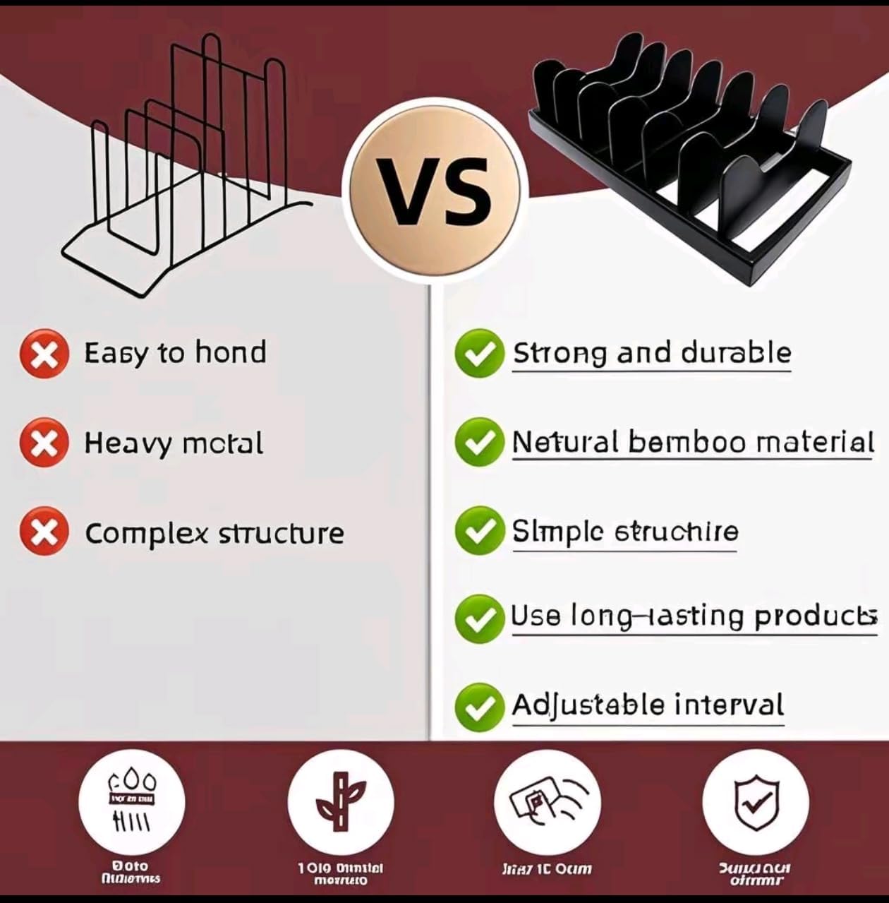 Bamboo Pot Lid Organizer for Cabinet & Kitchen Counter, Pan Lid Organizer Inside Cabinet, Pot Lid Holder, Sheet Pan Rack, Adjustable Pot Cover Holder Rack for Countertop, Under Cabinet Black