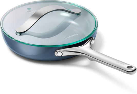 Caraway Nonstick Ceramic Mini Fry Pan With Glass Lid (1.05 qt, 8") - Non Toxic, PTFE & PFOA Free - Oven Safe & Compatible with All Stovetops (Gas, Electric & Induction) - Navy