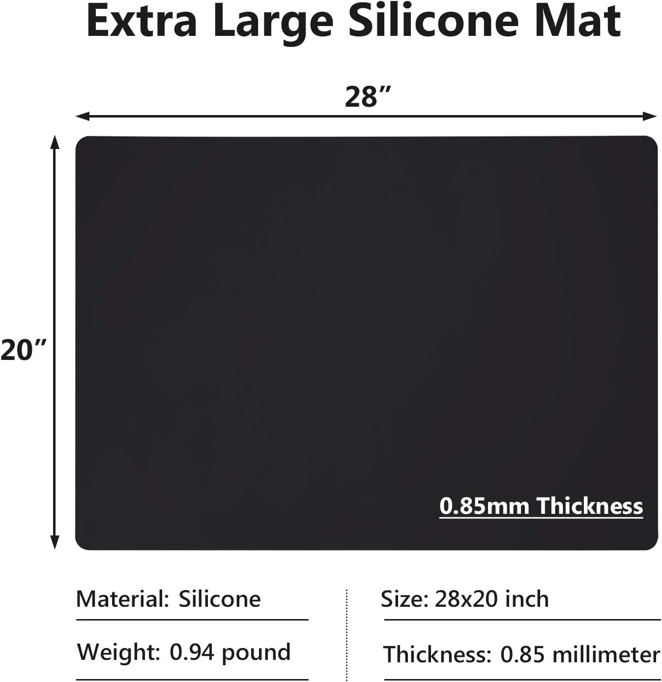 Gartful Extra Large Silicone Mats for Countertop, 28" by 20" Multipurpose Mat, Counter Table Protector, Desk Saver Pad, Placemat Nonstick Nonskid Heat-Resistant Pad, Black, 2PCS