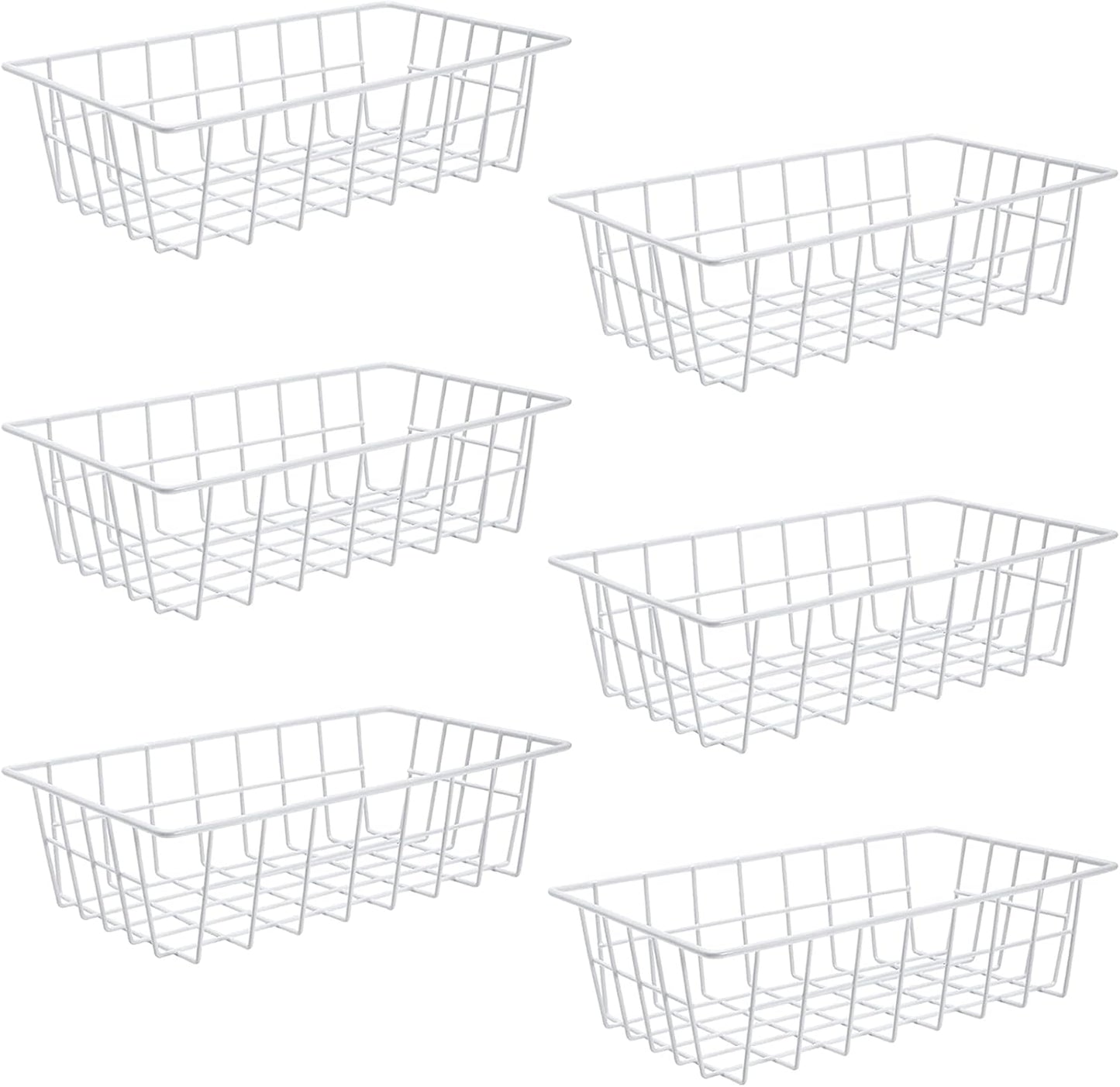 Orgneas Freezer Organizer Bins Metal Wire Storage Baskets for Upright Refrigerator Chest Freezer, Kitchen Pantry Storage and Organization for Fruit Vegetable Soda Cans Toys and Snacks, Set of 6