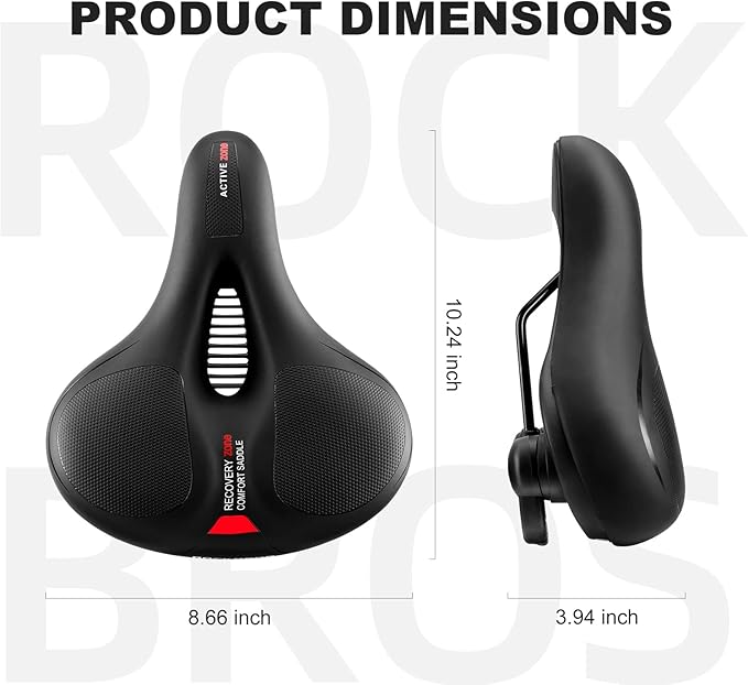 ROCKBROS Bike Seat Cushion for Men Women with Handle & Dual Shock Absorbing Ball Memory Foam - 3 Zone Concept Bike Saddle, Soft Wide Waterproof Mountain Bicycle Accessories