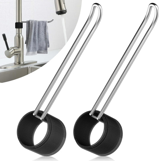 Stylish and Functional Dish Towel Holder - Keep Your Kitchen Rags and Dishcloths Neat and Within Reach with This Sink Dish Cloth Holder and Storage Rack! (2, Silvery)