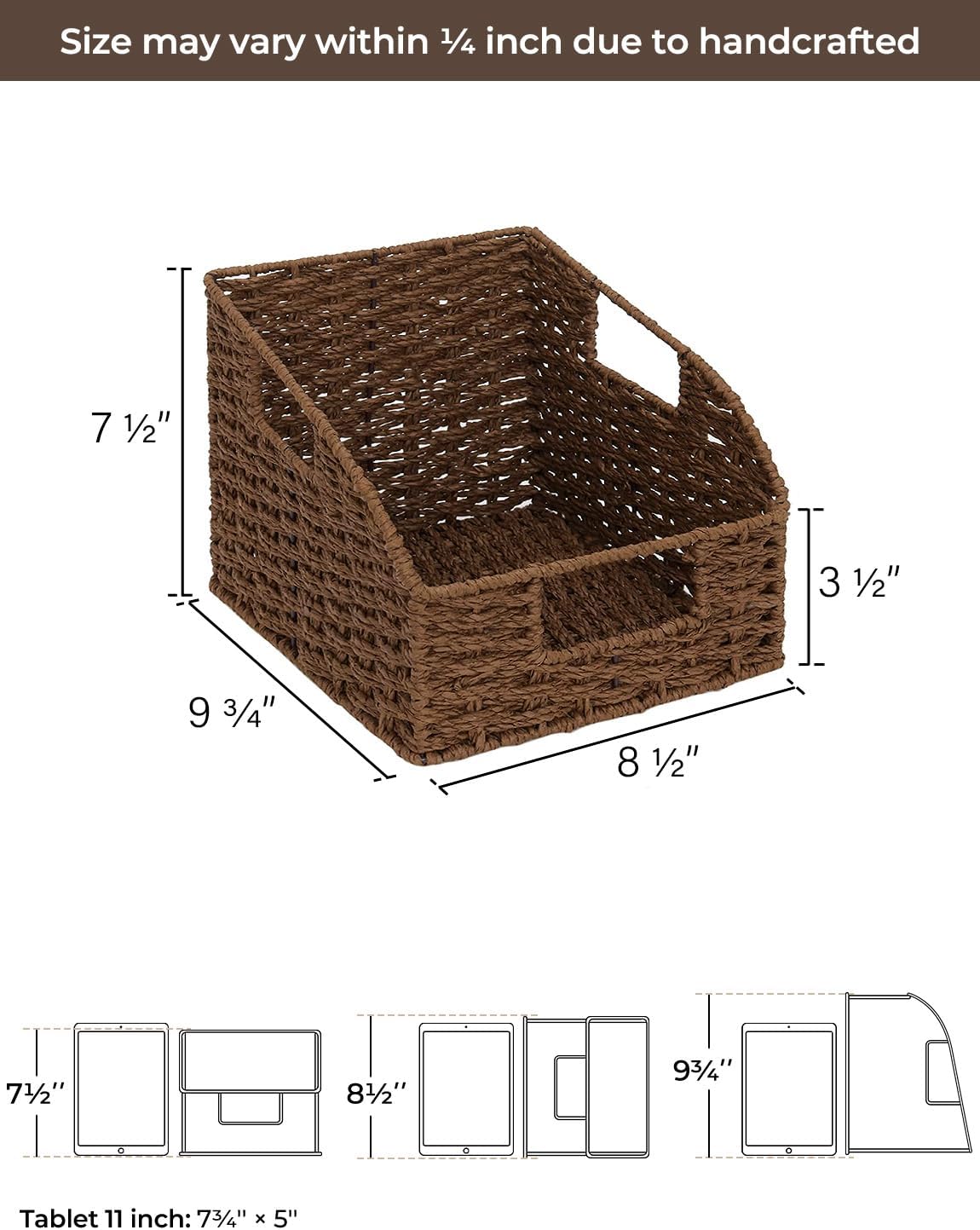 StorageWorks Wicker Baskets for Organizing, Pantry Organizers and Storage, Round Paper Rope Storage Basket for Pantry Shelves, Kitchen Counter, Brown, 2 Pack