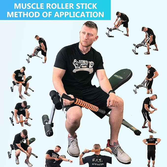 Muscle Roller Stick, Yoga Massage Roller Bar Fitness Beauty Tool for Athletes Relief Leg Back Pain (Orange)