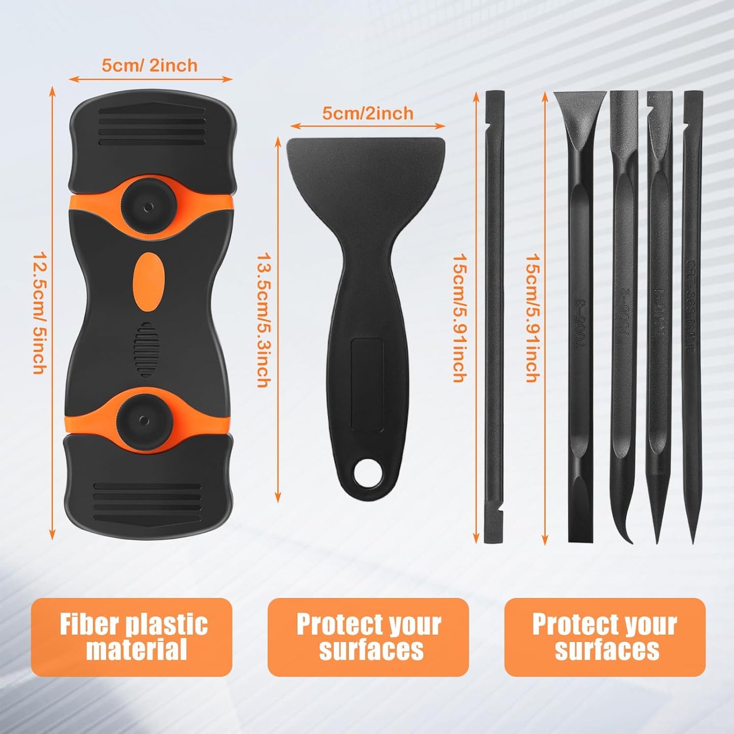 Tallew 12 Pcs Plastic Scraper Tool Razor Blade Plastic Pick Putty Knife Non Scratch Tool Set for Window Floor Label Removal Stickers Paint Cleaning Tile Floors Walls Labels Oil Stains(Bright Color)