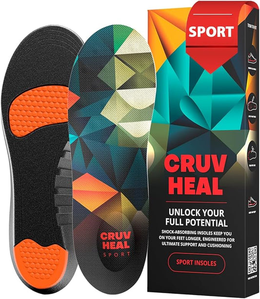 Sport Shock Absorbing Insoles - Athletic Shoe Cushioning Inserts for Men and Women - Ideal for Active Sports Running Training Hiking - Neutral Arch Good for Sneakers Shoes, L