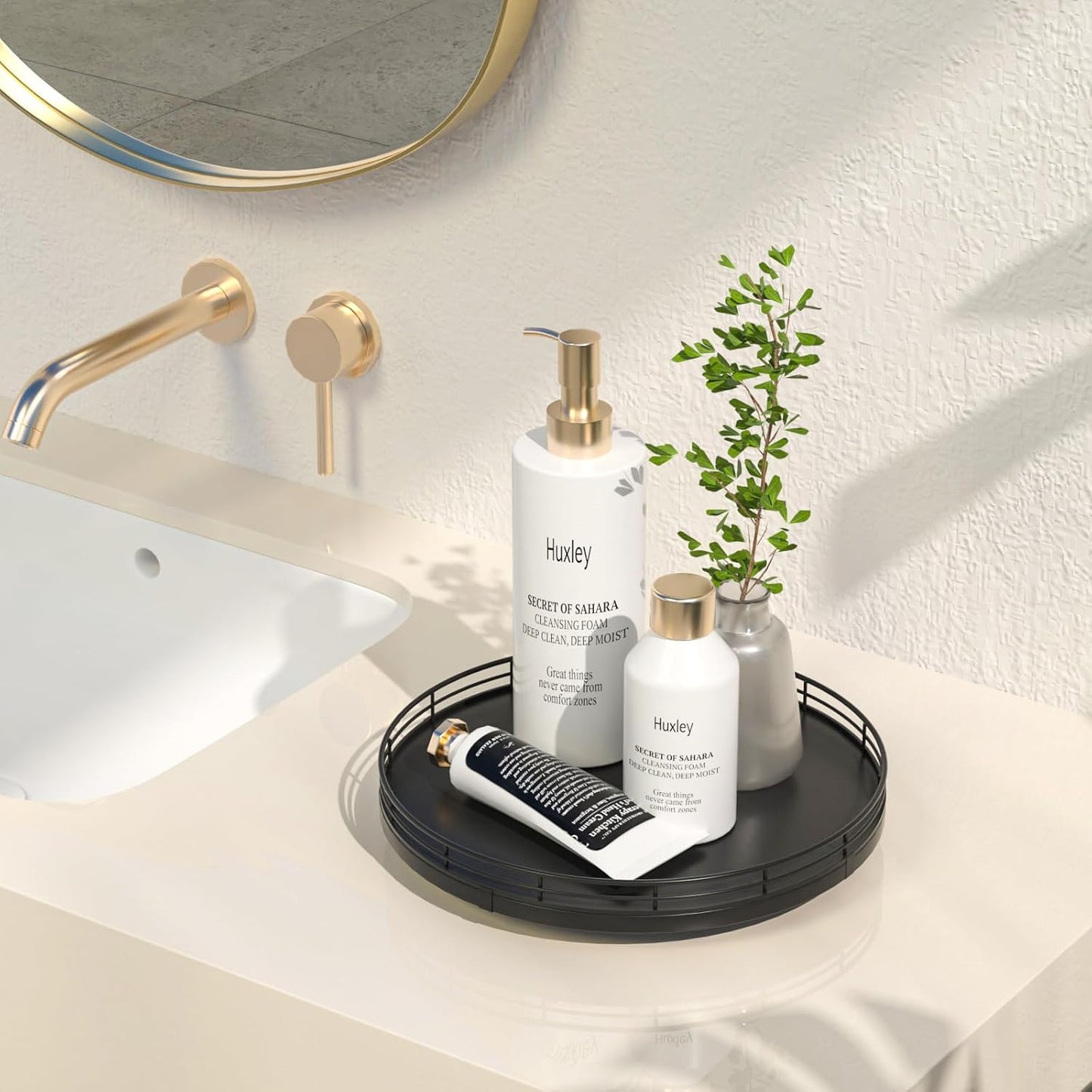 10" Oak Wood Lazy Susan Turntable Organizer, Lazy Susan for Cabinet Dining Table Pantry Kitchen Countertop Spice Bathroom Vanity Tray for Counter Dresser Sink Soap Holder Coffee Table Bar Decor Black