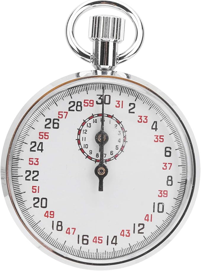 Mechanical Stopwatch Metal Mechanical Stop Watch Analog Handheld Running Timer Cycling Count Timer Large Dial Display Physics Teaching Equipment