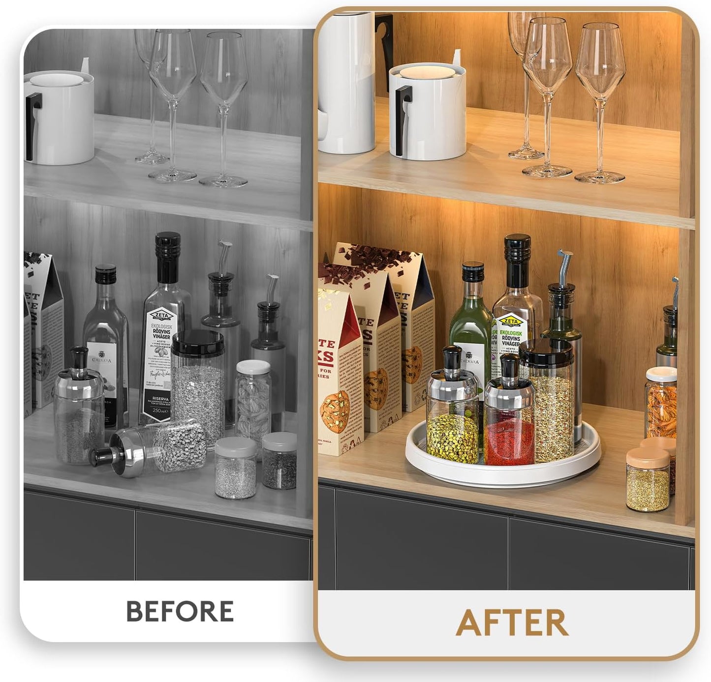 Lazy Susan Organizers for Kitchen Storage - 4 Set of Turntables for Cabinet, Pantry Organization Countertop,Vanity and Table,10 Inch Rotating Tray Spice Rack, Bathroom Fridge and Makeup Organizing