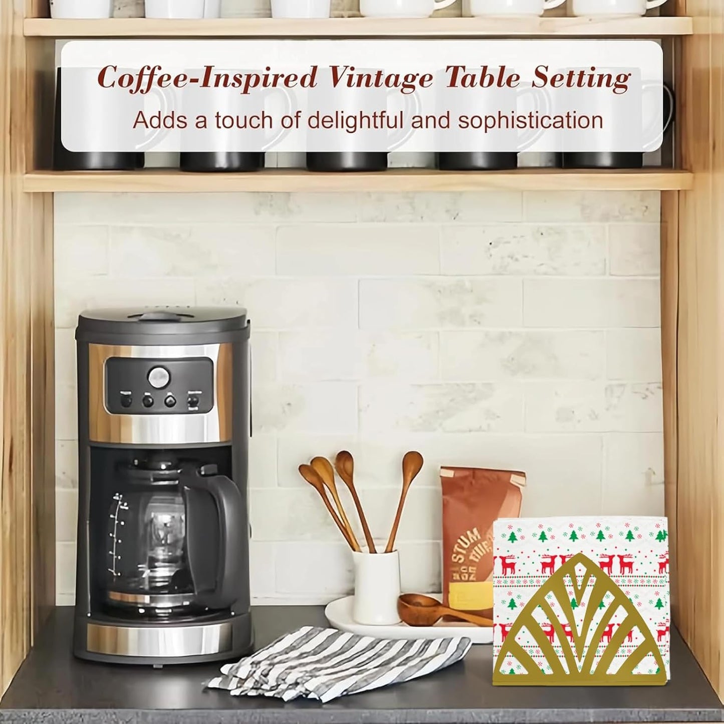 Resama Coffee Filter Paper Holder - Stylish Organizer with Leaf Texture for Kitchen, Cafe, and Office - Decorative Storage Container in Gold - Perfect for Home, Dining Room, and Outdoor Use