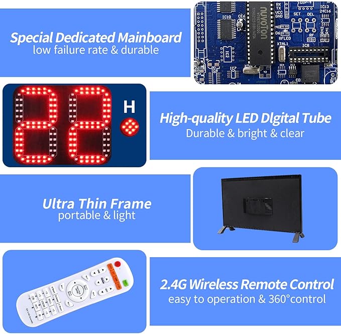 YZ Digital Baseball Scoreboard with Timer Clock, LED Outdoor Electronic Softball Scoreboard, Digital Scoreboard with Remote, Portable Baseball Scoreboard, Score Keeper with Inning/Ball/Strike/Out