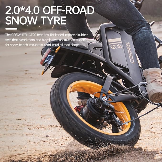 COSWHEEL GT20 Electric Bike for Adults 2000W/4000W 48V/25/40AH Removable Battery 83-145 Miles 7-Speed 20x4.0 Fat Tires Dirtbike Electric Mountain Bike for Cross City & Rocky Off-Road Riding