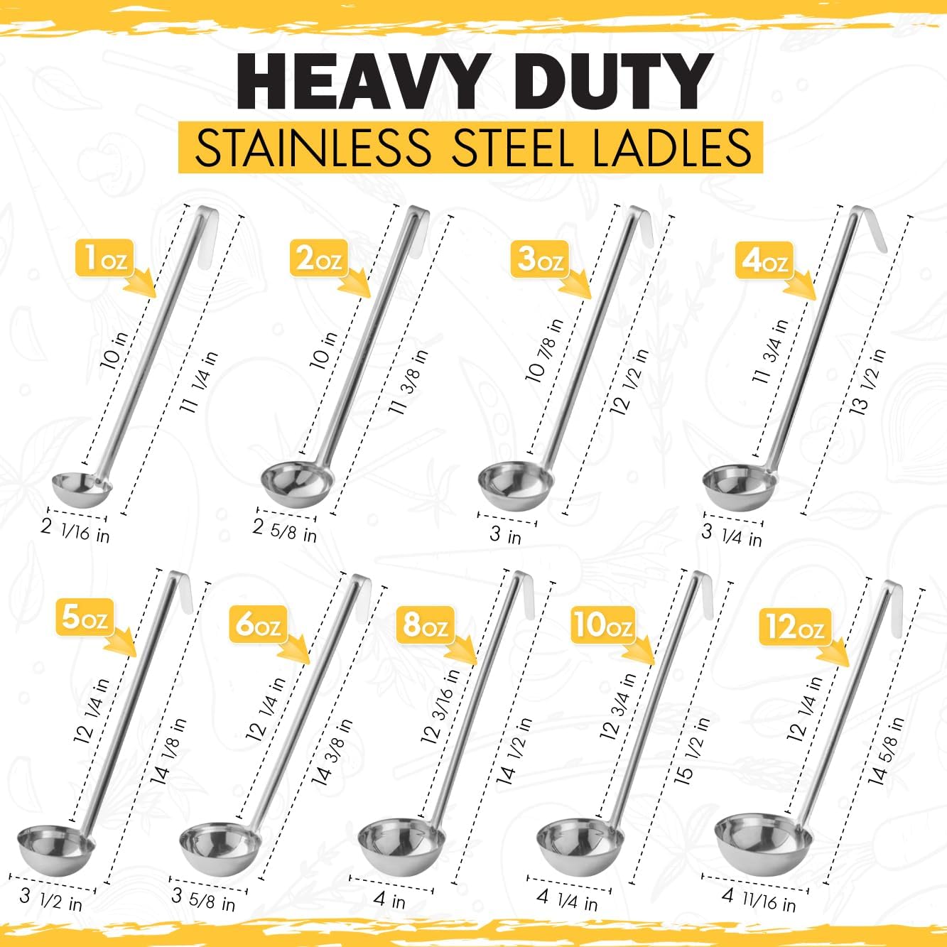 Ladle - Durable Stainless Steel Ladle Serving Measuring Soup Dressing Sauce Gravy Sturdy Dependable Long Handle for Kitchen (1, 5 Oz.)