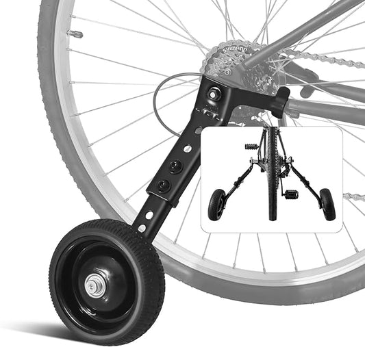 Adjustable Bicycle Training Wheels for Adults, Fit 24" to 28" Bikes, Steel Construction, Black, 1 Pair - Safe and Stable Learning Training Wheels