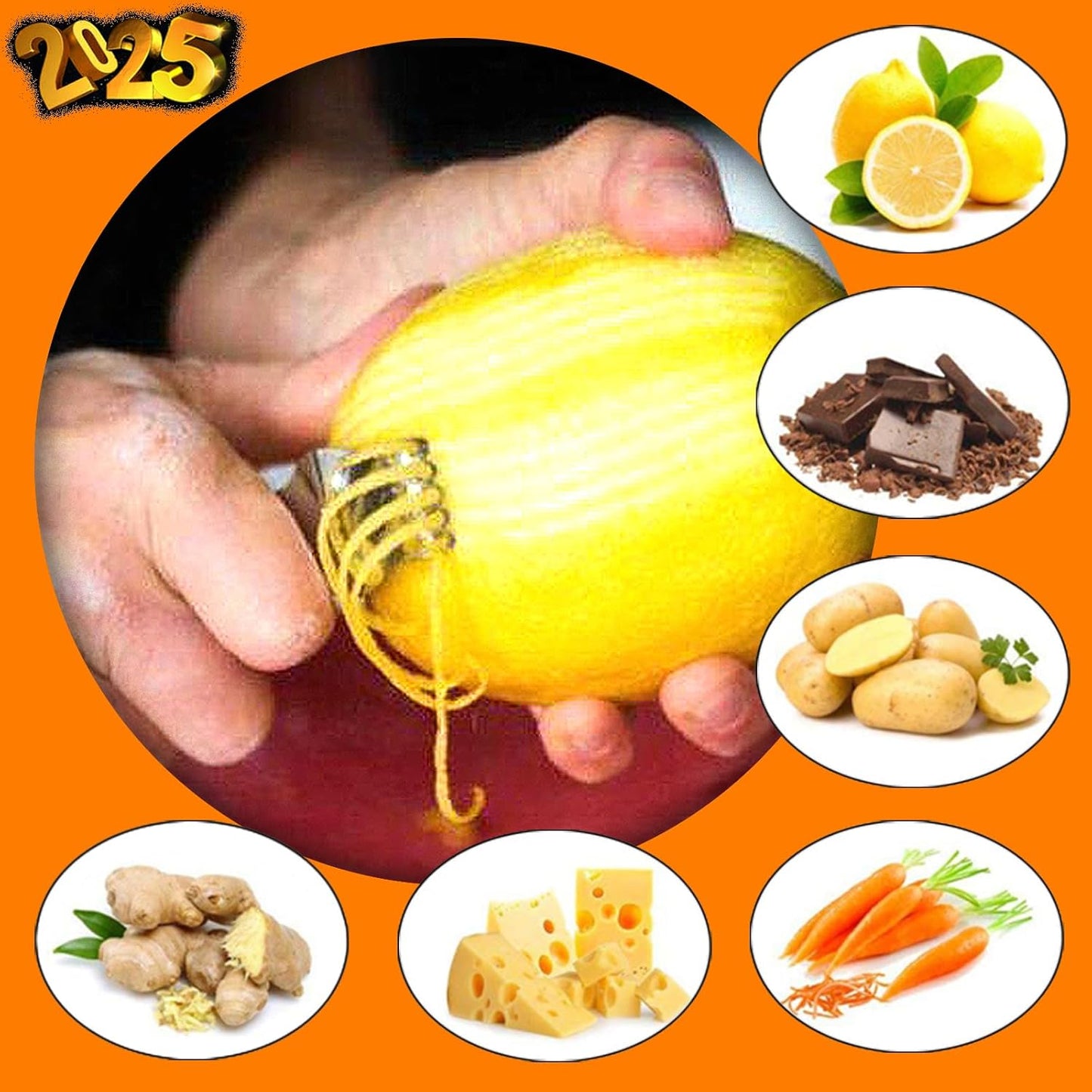 Citrus Lemon Zester & Channel Knife Tool for Kitchen Bar, Stainless Steel Blade, Ergonomic Design, Wooden Handle & Rubber & Plastic Handle Set Tool