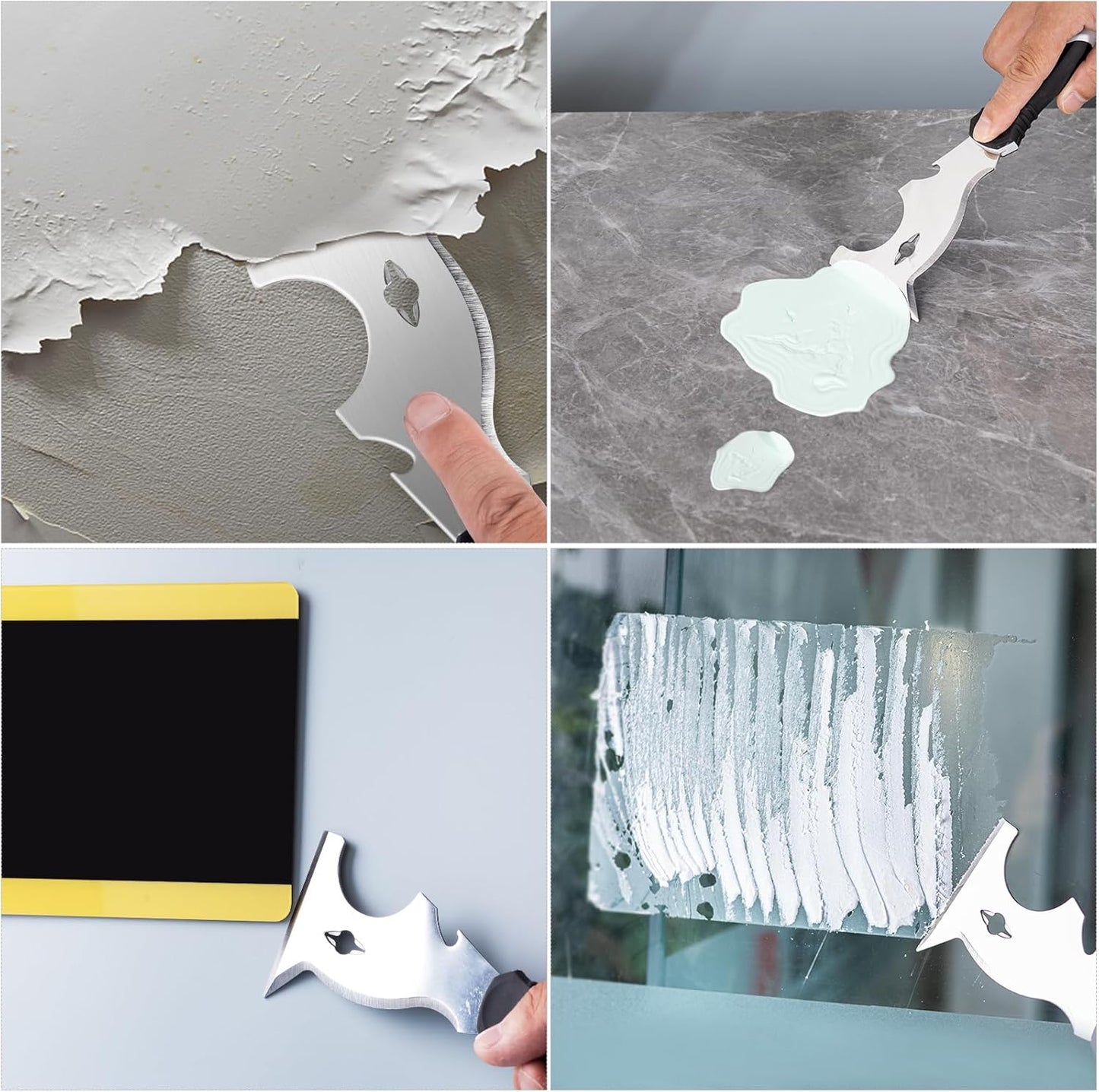 Mister Rui 2 Pack Putty Knife Set, 10 in 1 Paint Scraper Tool with 2 Inch Stainless Steel Painters Tool, Paint Scraper for Painting & Wood, Metal Scraper