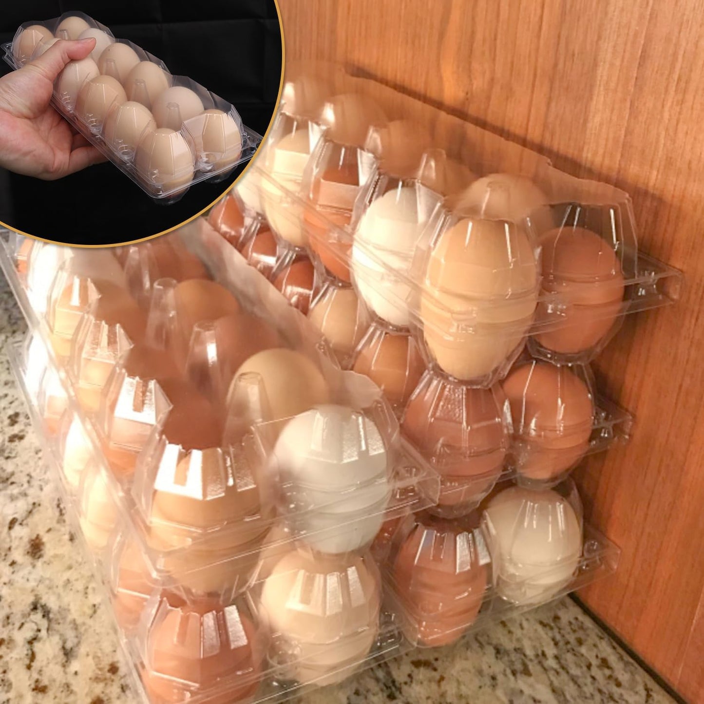100 Pack Bulk Egg Cartons, Clear Plastic Chicken Egg Holders, Egg Tray Carton Holder for Home & Kitchen, Farm & Market Use, An Eco-Friendly Egg Storage Solution, 12 Grids(Medium Size)
