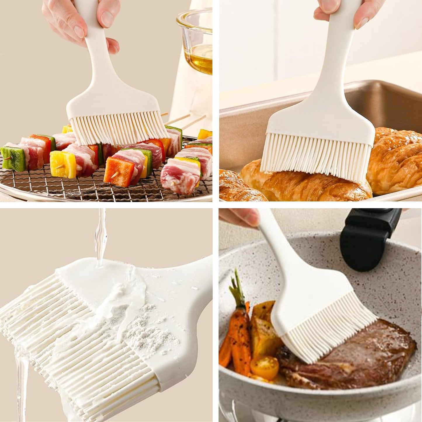 Large Silicone Basting Pastry Brush, Limso 2 PCS Heat Resistant Food Brush, Cooking Brush Suitable for BBQ Grill and Baking, Dishwasher Safe (2 Colors)