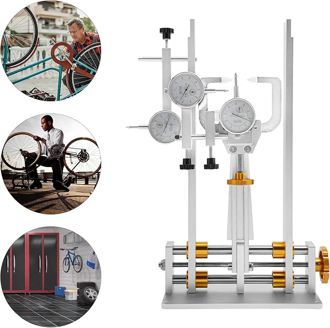 Bicycle Wheel Truing Stand ,Bicycle Wheel Repair Tool Kit Heavy-Duty Adjustable Repair Bracket w/3 Precision Gauges, Foldable Design, Universal 10-29" Wheelset Compatibility for Bike Shops & Home
