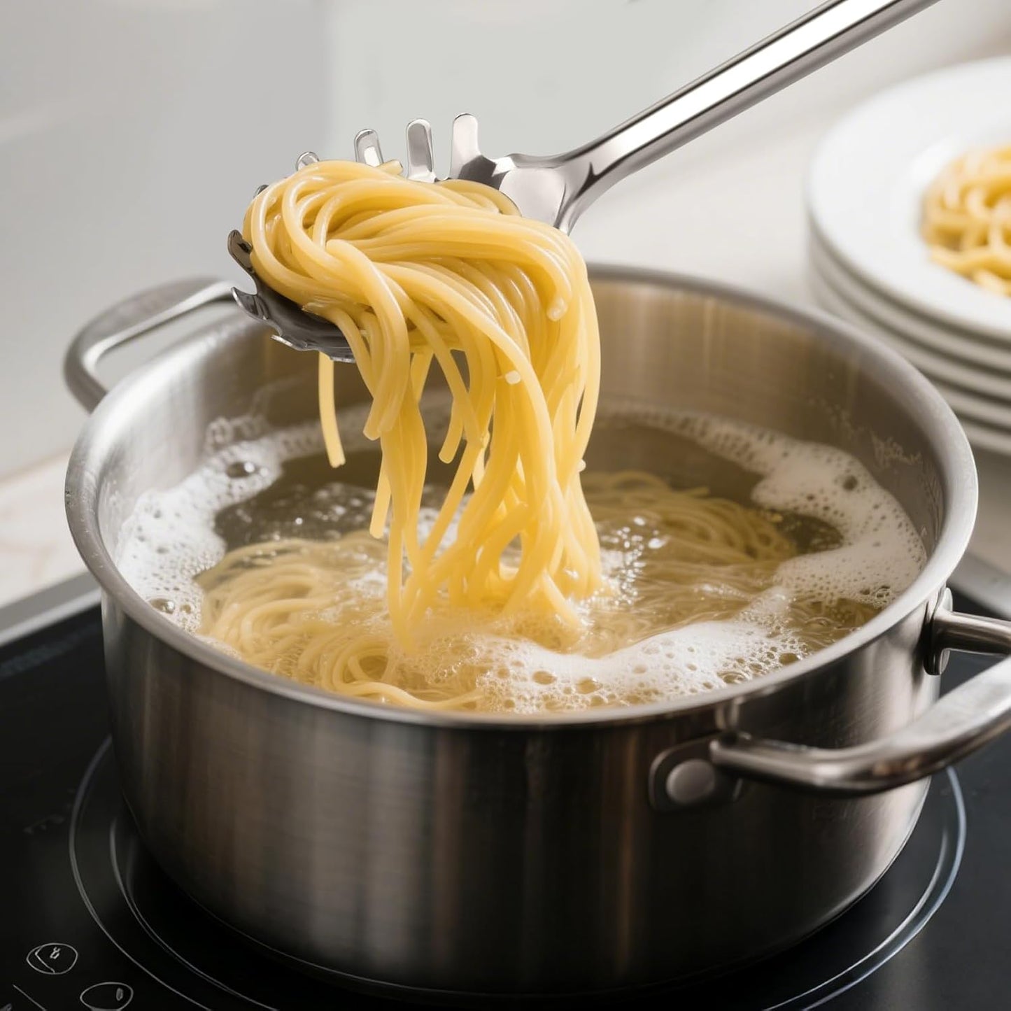 Pasta Fork and Ladle Spoon Set, Large Kitchen Utensils for Cooking,Stirring,Serving Spaghetti, Soup, Sauce