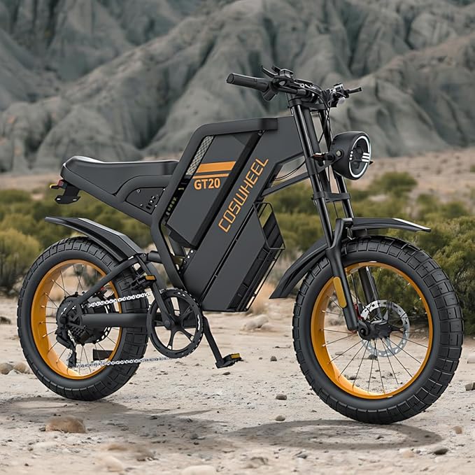 COSWHEEL GT20 Electric Bike for Adults 2000W/4000W 48V/25/40AH Removable Battery 83-145 Miles 7-Speed 20x4.0 Fat Tires Dirtbike Electric Mountain Bike for Cross City & Rocky Off-Road Riding