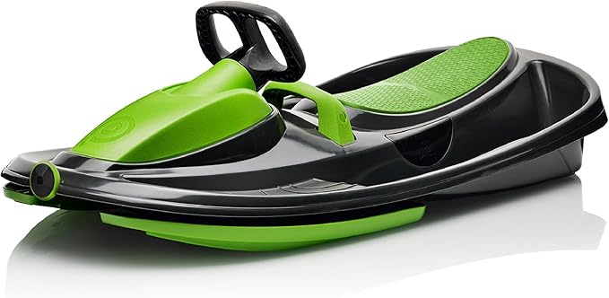 Snow Sled for Kids, Adults - Toboggan Sled, Easy Turning Steering Wheel, Anti-Slip Seat, Pull Up Brake, Durable Plastic Sled, Lightweight, Snow Sleds, Age 3+ 260 lbs