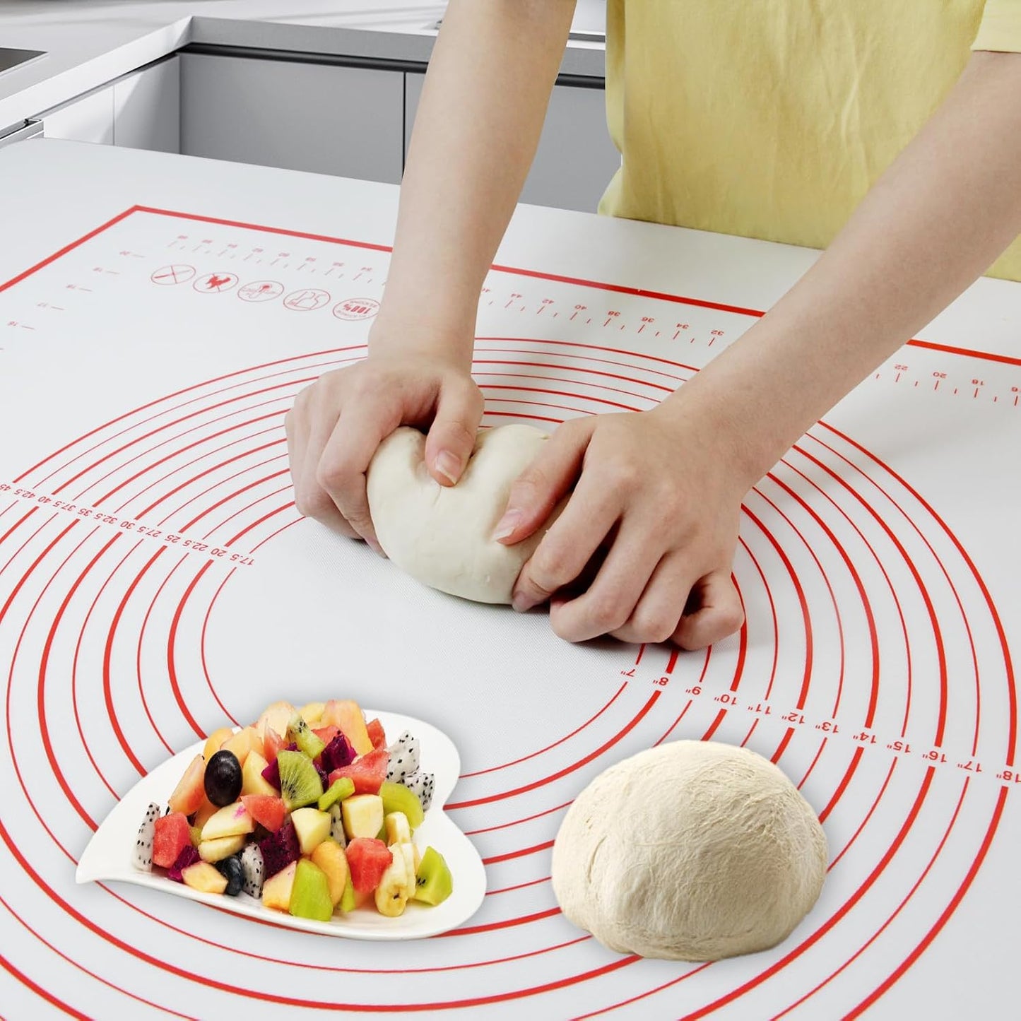 Dough Mat Silicone Baking Mats for Rolling Pastry,Kneading Sheet Sourdough Bread Baking Supplies Red 24x16"