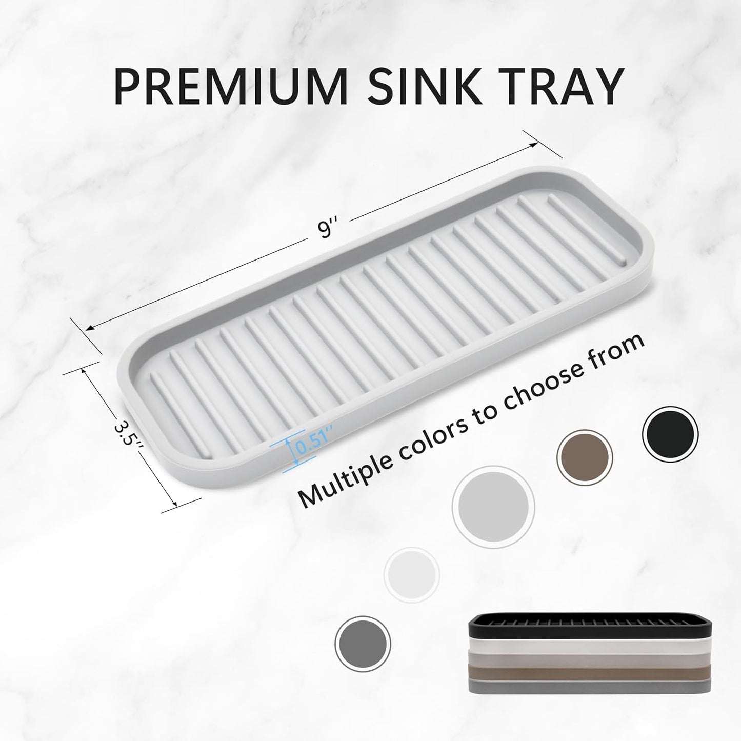 Silicone Sponge Holder Kitchen Sink Organizer Tray Dish Caddy Soap Dispenser, Scrubber Spoon Holder,Dishwashing Accessories 2 Pack (White)