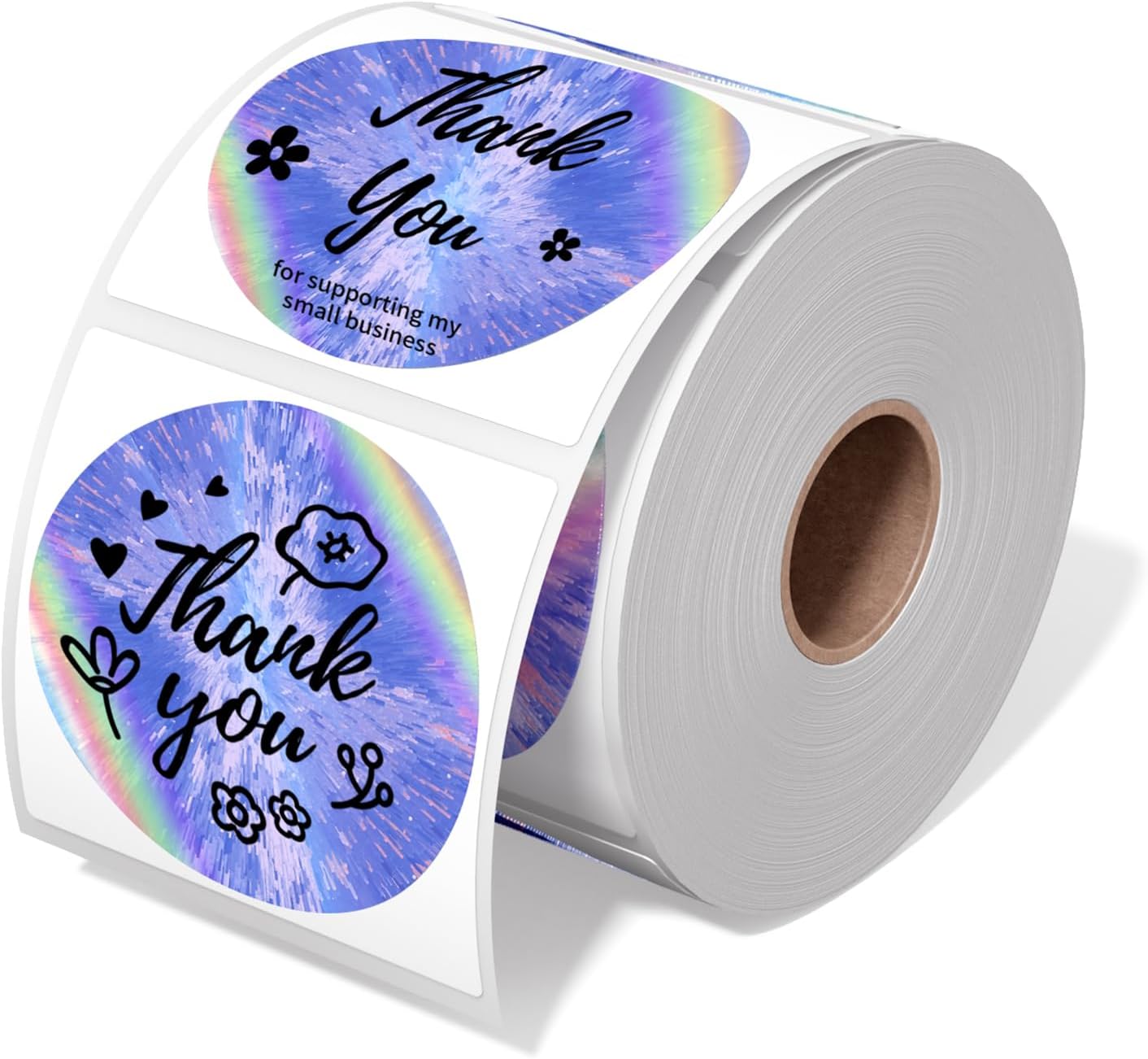 2 Inch Round Laser Rainbow Thermal Label, Waterproof and Self-Adhesive Thermal Printer Labels for Gift Wrapping, Custom Logo Design, Thanks Card, Name & Price Tag, 400 Labels/Roll