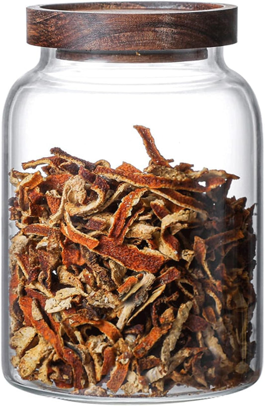 Large Glass Jars with Airtight Wooden Lid, Food Storage Glass Canister, Clear Cereal Storage Container for Flour, Sugar, Coffee Beans, Snack (40 FL OZ (1200ml))